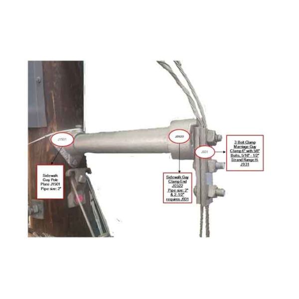 GUY CLAMP PRODUCT DETAILS 1/2"x 6" Hot Dip Galvanized steel Two Bolt Guy Wire Clamp for Pole Line Hardware