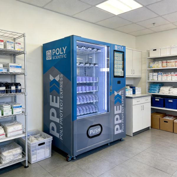 PPE Vending machine designed for construction sites featuring large capacity multiple payment methods and internet options