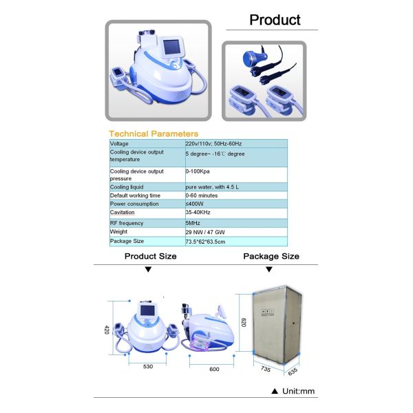 LF-223 Portable Dual Handles Cavitation RF Ice Therapy Machine/ Cryotherapy Slimming Equipment