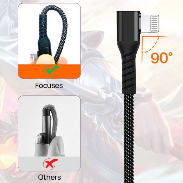 90 Degree USB Lightning Charging Cable Sync Data PD 18W Charging