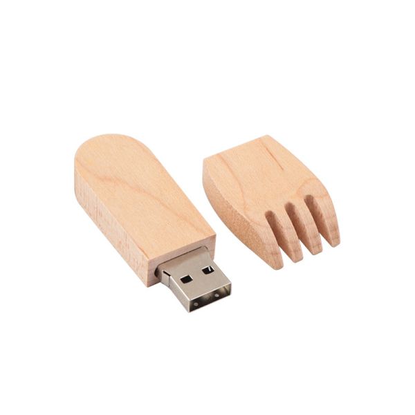 Customized Logo Fork Shaped Wood USB Performance For PC Compatibility