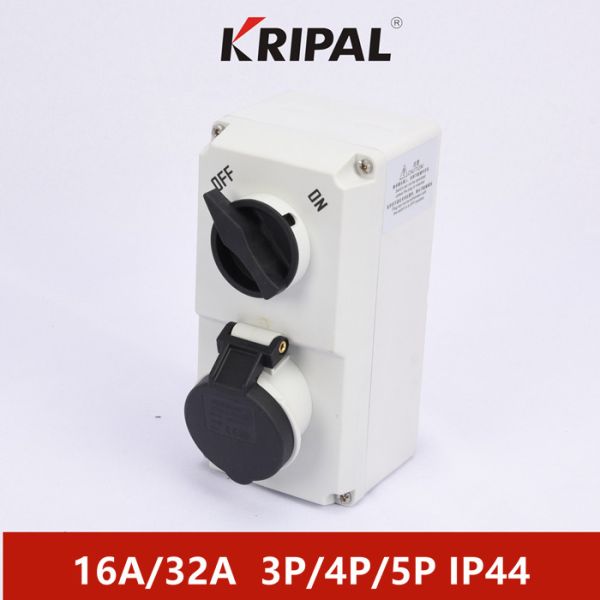 Quality IP44 32A Industrial Power Switched Socket Three Phase With Mechanical Interlock for sale