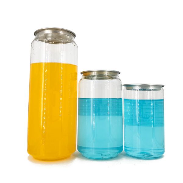 Custom Cheap 210ml 300ml 330ml 500ml PET Clear Juice Cans with Easy Open End Soft Drink Soda Coffee Beverages Tea Beer Cans