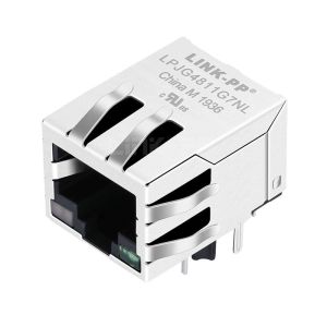 China Pulse JXKM-0013NL Compatible LINK-PP LPJG4811G7NL 100/1000 Base-T Tab Down G&Y/G Led 1 Port Panel Mount Shielded RJ45 Through Connector on sale