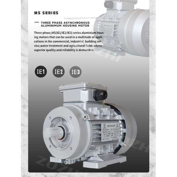 3 Phase Induction Motor side view displaying compact aluminium housing