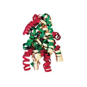 Red , Green , White Combinations christmas Curling Ribbon Bow , PP Metallic
