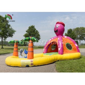 Tropical Sea Inflatable Bouncer Combo Swimming Pool Customized Size
