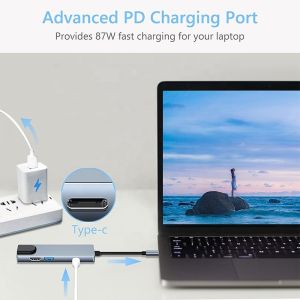 Gray USB C PD Docking Station for Laptop Function Charging Data Transfer Video