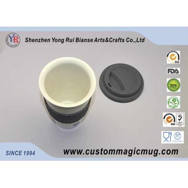 Starbucks Shape Pottery Porcelain Double Wall Ceramic Mug / Cup Custom