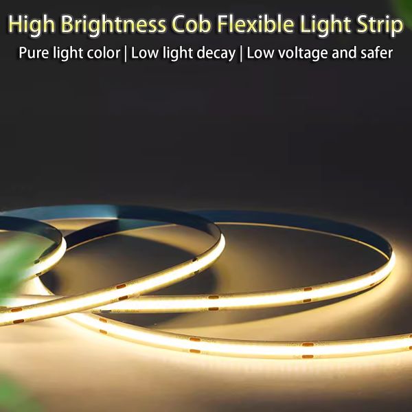 Self-Adhesive Cob Light Strip Low Voltage 12V/24V Ultra-Thin LED Soft Light Strip Led Flexible Strip Lights