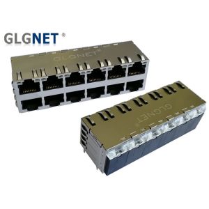 China Copper Alloy Stacked RJ45 Connectors 12 Ports Pcb Rj45 Jack 1000 BASE - T on sale