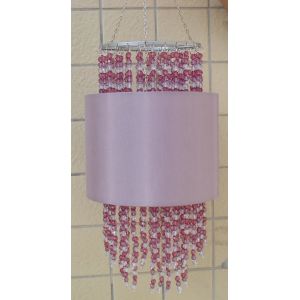 Classical TC 2 Layer Crystal Bedside Lamp Shade With Beads Art Flat