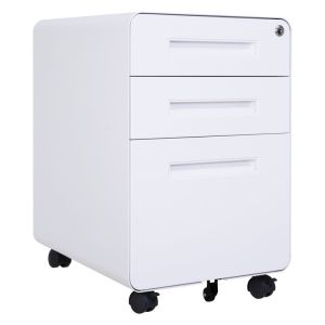 ODM 3 Drawer Nightstands 0.02cbm Metal Mobile Pedestal For Stuff Room