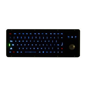 Black Marine Usb Panel Mount Keyboard With Optical Trackball