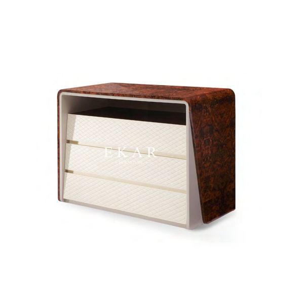 High Gloss Veneer Leather Design Modern Wooden 3 Drawer Chest W006B12A
