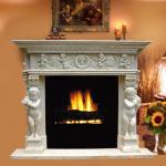 Electric marble fireplace mantel surrounds with stone figure carvings,China