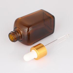 Customize Refillable Hair Oil Dropper Bottle Square Glass Material 50ml