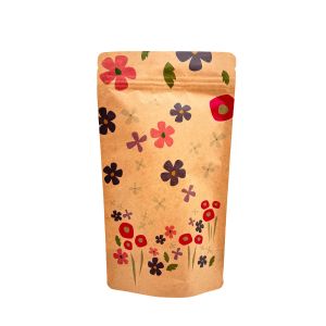 Resealable Biodegradable Custom Compostable Pouches Kraft Paper Stand Up Zipper