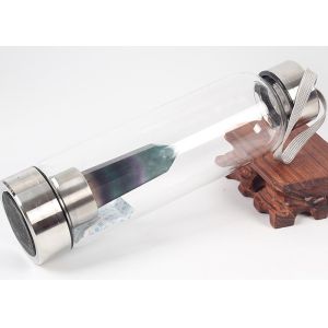 High Borosilicate Glass Drinking Bottles With Hexagonal Crystal Column