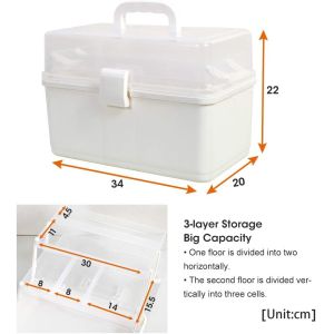 Box With 3-Tier Fold Tray,Tool Organizer Portable Handled Case,Portable Lockable