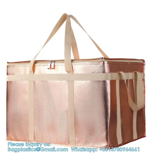 XXL-Larger Insulated Cooler Bags With Zipper Closure,Reusable Grocery Shopping Bags Keep Food Hot Or Cold,Collapsible