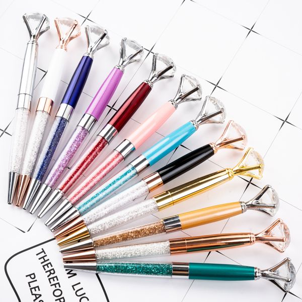 2.5g Ink Color Red Big Top Diamond Pen Multi Color Diamond Crystal Ballpoint Ball Pen For Wedding Gift