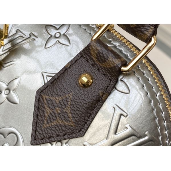 Sliver Shell Vernis Leather Womens Luxury Handbag Zipper Open