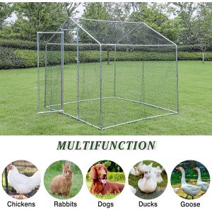 2M x 2M Metal Chicken Coop Walk in Cage Run House Shade Pen Chicken Cage With