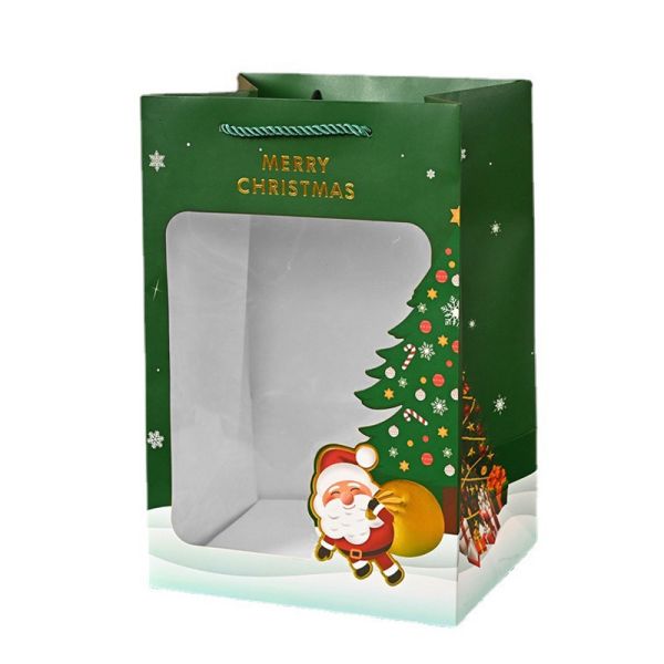Custom Order Accepted Eco Friendly Paper Christmas Present Bag with Clear PVC
