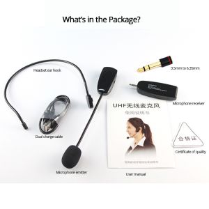 UHF Megaphone Wireless Headset Microphone Loud Speaker with Sound Voice Signal