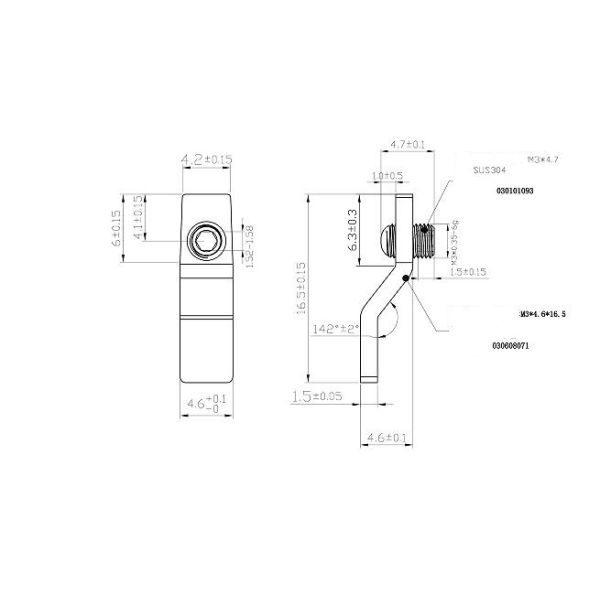SUS304 Stainless Steel Hex Adjustment Screws M3x4.7 With Z-Type Gasket