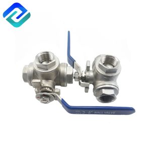 SS316 Full Bore Steel Fixed Three Way Casting Ball Valve