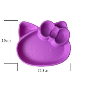 Cartoon Kitten Shape Silicone Feeding Sets Bpa Free Baby Plates