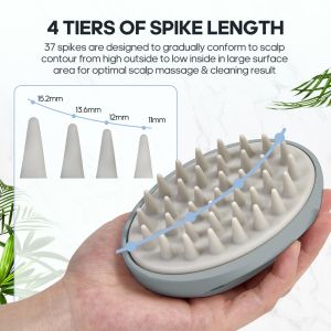 Gray Interchangeable Scalp Scrub Brush With 3 Hardness Levels