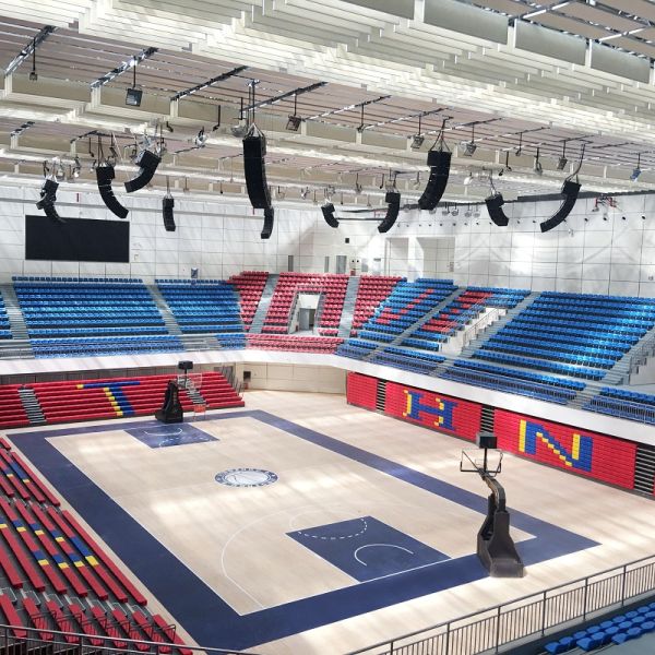 Durable Rust-Resistant Adjustable Retractable Bleacher Seating for Multi-Purpose Sports Venues