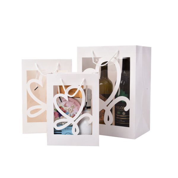 Custom Creative Colorful Paper handle Gift Bag Packaging With Transparent Window