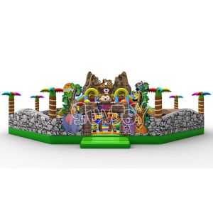 Zoo Theme Inflatable Playground Jumping Bouncy Castle With Slide