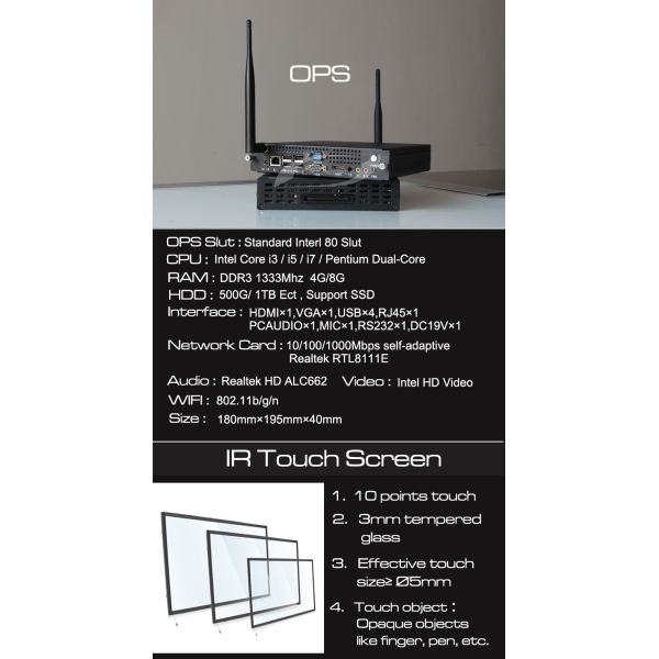10 Points IR Touch Screen Whiteboard 70 Inch 84 Inch For Meeting Room