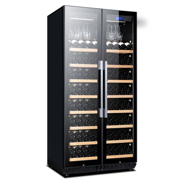 Smart Dual-Zone Temperature Control Solid Wood Kitchen Wine Cooler with 120-Bottle Capacity