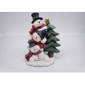 China Logo Customized Polyresin Crafts Snowman Christmas Tree Decorations Figurines Gifts on sale