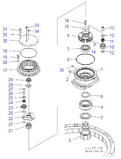 20Y-26-00210 20Y-26-00211 20Y-26-00240 Excavator Swing Gearbox Used For Komatsu PC200-7 PC210-7 Swing Machinery