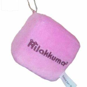 Square Pink Bear Plush Keychain Stuffed Doll Pendant Widgets Customize