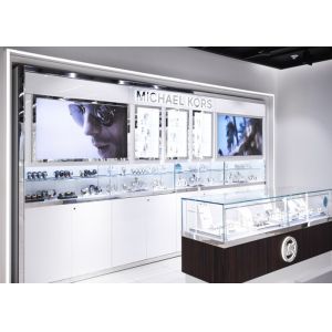 Watch Showroom Display Cases White Painting Color With LED Spot Light