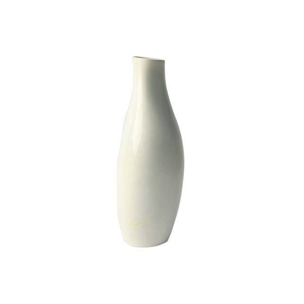 Ivory Reactive Ceramic Bud Vase , Organic Shaped Porcelain Flower Vase Smooth