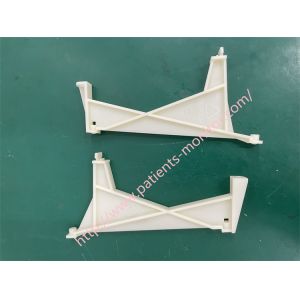 A pair of white plastic GE Mac1200ST electrocardiograph display poles