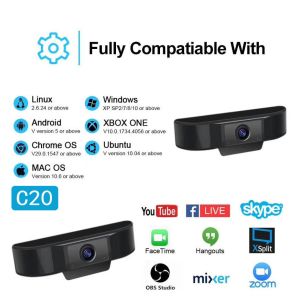 plug and play 1080P HD Webcams Computer Web Cam Live Streaming Webcam with Dual