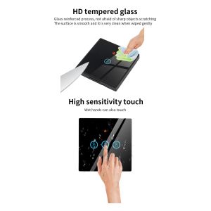 10A Fire Resistant ABS Homekit Smart Switch tempered Glass Panel Three On/Off