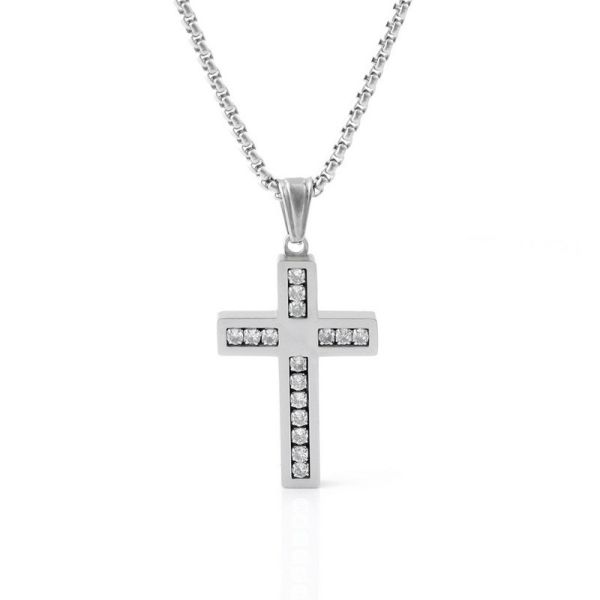 High quality non fading diamond cross pendant, light luxury fashion long