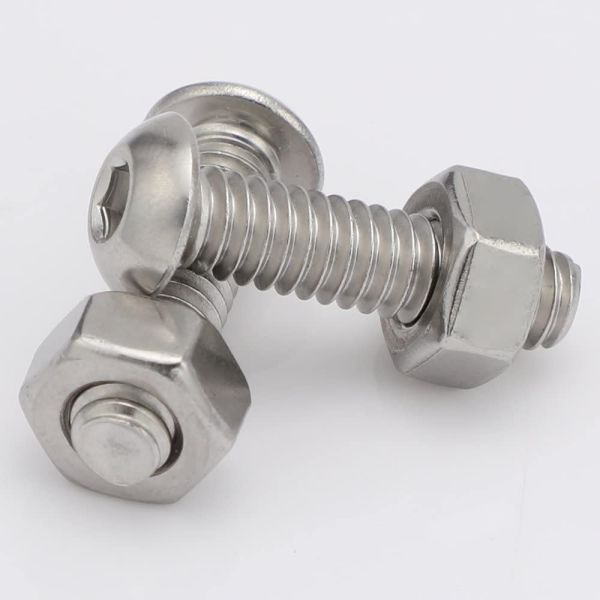 1/4-20 x 1/2 Inch Button Head Socket Cap Bolts 18-8 Stainless Steel 304 Plain Finish Full Thread Allen Hex Drive Pan Head