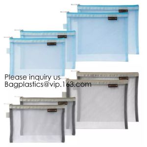 Travel Mesh Makeup Bag See Through Zipper Cosmetic Organizer Pouches Pack of 4